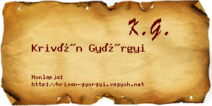 Kriván Györgyi névjegykártya